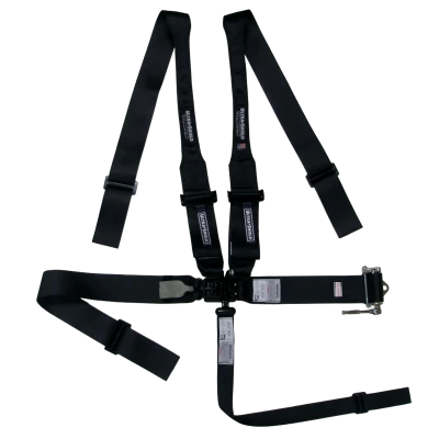Harness, 5 Point, Ratcheting, SFI 16.1, Pull Down Adjust, Bolt-On / Wrap Around, Individual Harness, HANS Ready, Black, Kit - USD-HB22051HL