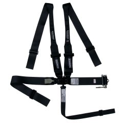 Harness, 5 Point, Ratcheting, SFI 16.1, Pull Down Adjust, Bolt-On / Wrap Around, Individual Harness, HANS Ready, Black, Kit