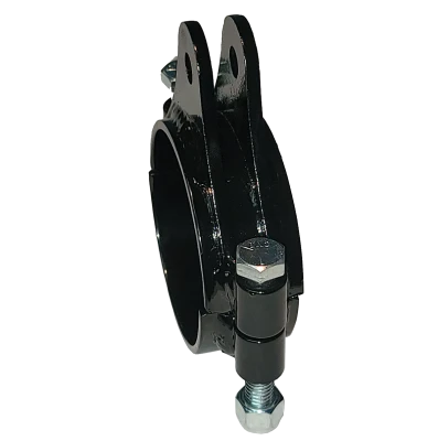 Clamp, Axle Mount, 3 in ID, 1.25 in wide, 2 pc, 3/16 in double shear mount,  3/8 in OD hole, steel, black powder coated. - PPM4018
