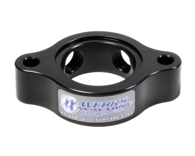 Water Neck Spacer, 1 in Thick, Two 3/8 in NPT Female Ports, Aluminum, Black Anodized, Chevy V8, Each - WM39375