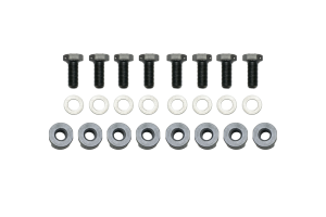 Brake Rotor Bolt, 5/16-24in. Thread, 0.75in. Long, Hex Head, T Nuts and Washers Included, Steel, Black Oxide, Set of 8.