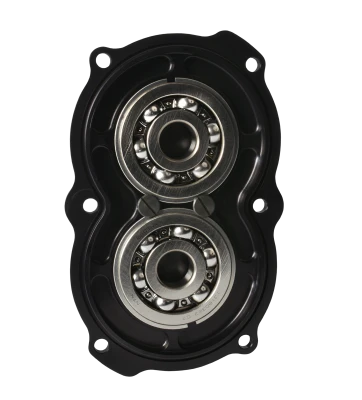 Quick Change Rear End Gear Cover, 6 Bolt, O-Ring Seal, Sprint, Includes Bearings, Cross Checkered Flags, Aluminum, Black, Each. (Replacement O-Ring is QCW8447) - QCW12175