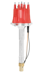 Distributor, Pro-Billet, Magnetic Pickup, Locked Advance, HEI Style Terminal, Slip Collar, Red, Chevy V8, Bronze Gear,Each