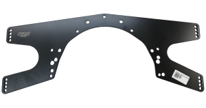 Midplate, Engine, GRT (Pre 2011) 5/8in. Offset, Chevy & Ford Bolt Pattern, 1/2in. Adjustments, Black Powdercoated, 1/4in. Aluminum, Each.