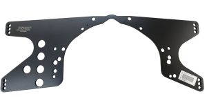 Midplate, Engine, Longhorn, Chevy & Ford Bolt Pattern, 1/2 in. Adjustments, Black Powdercoated, 1/4 in. Aluminum, Each.