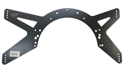 Midplate, Engine,Rocket (2012 & Older) Mid Plate, Chevy &Ford Bolt Pattern, 1/2 in. Adjustments, Black Powdercoated, 1/4 in. Aluminum, Each. - PPM1318