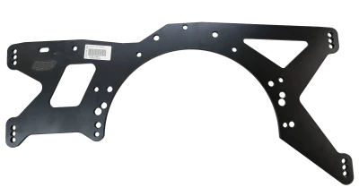 Midplate, Engine, Rocket (2013 & Up) 1 in. Raised Mid Plate, Chevy & Ford Bolt  Pattern, 1/2 in. Adjustments, Black Powdercoated, 1/4 in. Aluminum, Each. - PPM1318N-1