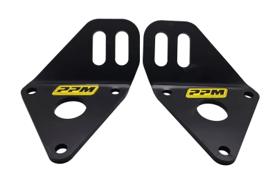 Motor Mount, Bolt-On, 1 in & 2 in Offset, Aluminum, Black Powder Coat, 1/4 in thick, SBC, Pair - PPM1351