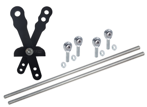 Universal Transmission Shifter Kit, 2 Lever, Includes Shifter Assembly,  2- 20in. Shifter Rods, and Rod Ends with Jam Nuts, Black, Aluminum, Kit.