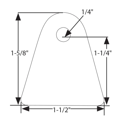 Chassis Tab 1-5/8, Flat, 1/4 in Mounting Hole, 1/8 in Thick, Steel, Natural, Each - PPM-609