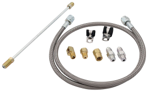 Hydraulic Hose, Clutch Hose, 36 in Long, 4 AN Hose, 4 AN Straight Female to 3/16 in 90 Degree Inverted Flare Male, Fittings, Braided Stainless, PTFE, Kit