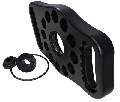Pinion Mount, Climber, Double Radius (includes-seal, oring, bung & threaded bung). Aluminum, Black Anodized - PPM0430