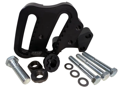 Panhard Mount, Climber, Double Radius, 2 in x 2 in, Center & Outside Mount, Aluminum, Black, Each - PPM0565-AR