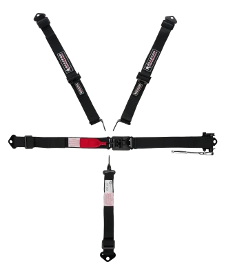 Harness, 5 Point, Latch and Link, SFI 16.1, Pull Down / Left Side Ratchet Adjust, Bolt In, Individual Harness, HANS Ready, Black, Kit - ALL951171