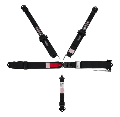 Harness, 3" Belts, 5 Point, Latch and Link, SFI 16.1, Pull Down / Left Side Ratchet Adjust, Bolt In, Individual Harness, HANS Ready, Black, Kit - ALL951181