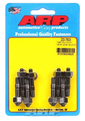 Valve Cover Fastener, Stud, 1/4-20in. Thread, 1.500in. Long, Hex Nuts, Chromoly, Black Oxide, Set of 8. - ARP200-7603