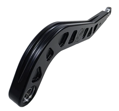 Panhard Bar, J bar, 20-1/2in.-21-1/4in. Adjustment, Short Drop, 3/4 Thread, 3/4 Hole XM Series Rod End, Aluminum, Flat Black, Each. - PPM0799