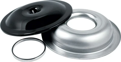 Air Cleaner Assembly, Lightweight, 14 in Round, Requires Element, 5-1/8 in Carb Flange, Drop Base, 1/2 in Spacer, Aluminum, Gloss Black, Kit - PPM1830BLK