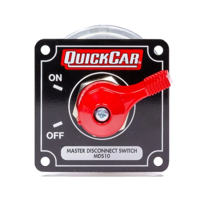 Battery Disconnect, Rotary Switch, Panel Mount, 125 Amps, 12V, Aluminum On / Off Panel, Black, Each - QCP-55-010