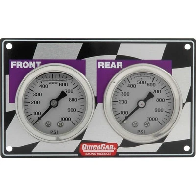 Brake Bias Gauge, Dual Gauge, 0-1000 psi, Mechanical, Analog, 1-1/2 in Diameter, White Face, Horizontal Panel, Aluminum, Kit. - QCP-61-103