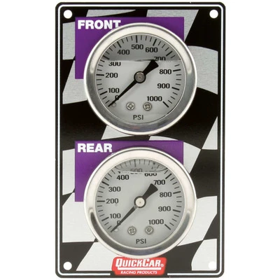 Brake Bias Gauge, Dual Gauge, 0-1000 psi, Mechanical, Analog, 1-1/2 in Diameter, White Face, Vertical Panel, Aluminum, Kit. - QCP-61-101