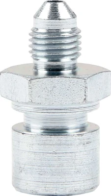 Brake Line Adapter, Clip-In, 3/8-24 in Inverted Flare Female to 4 AN Male, Steel, Zinc Oxide, 4 pack - PPM444014