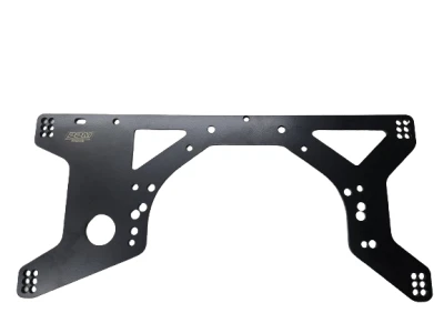 Capital Mid Plate, Chevy and Ford Bolt Pattern, 1/2in. Adjustments, Black, 1/4in. Aluminum, Each. - PPM1325