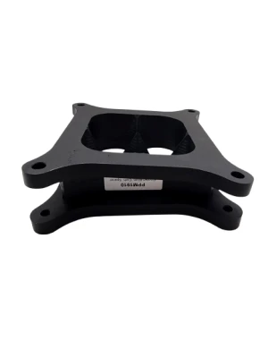 Carburetor Spacer, Angled, 2 in Thick, 4 Hole, Square Bore, Aluminum, Black Anodized - PPM1910