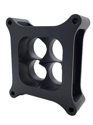 Carburetor Spacer, Hi-Flow, 2 in Thick, 4 Hole, Tapered Bore, Aluminum, Black Anodized, Each - PPM1900