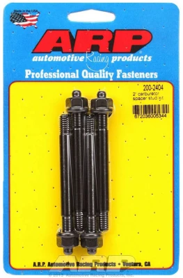 Carburetor Stud, 5/16-18 and 5/16-24 in Thread, 3.7 in Long, Hex Nuts, Chromoly, Black Oxide, Set of 4. - ARP200-2404
