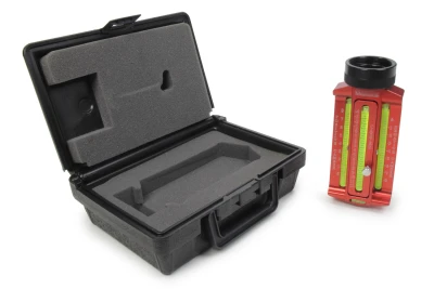 Caster / Camber Gauge, Camber Range Plus or Minus 8 Degrees, Castor Range Minus 4 to Plus 12 Degrees, 5 Wide Spindle / Hub Adapter, Carry Case, Red Anodized, Each - QCP-56-833