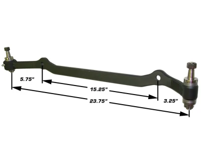 Centerlink, Chevelle Style Front End Modified with Camaro Pitman Arm, Adjustable Bump Steer, 1.500in/ ft. Taper, Black, Steel, Each. - HOW-233974