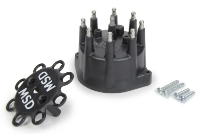 Distributor Cap, HEI Style Terminals, Stainless Terminals, Screw Down, Black, Vented, MSD Small Diameter Distributors, V8, Each. - MSD84313