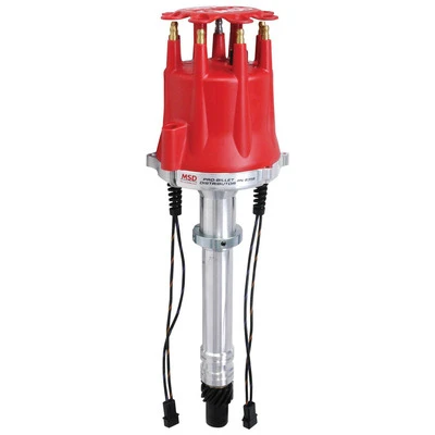 Distributor, Pro-Billet, Dual Magnetic Pickup, Mechanical Advance, HEI Style Terminal, Red, Chevy V8, Each - MSD8356