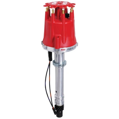 Distributor, Pro-Billet, Magnetic Pickup, Mechanical Advance, HEI Style Terminal, Slip Collar, Red, Chevy V8, Each - MSD85561