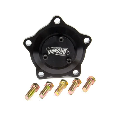2-7/8in. Wide 5 Drive Flange Assembly, Inverted, 5-Bolt, 24 Spline, Bolt-On Cap, O-Ring, Aluminum, Black Anodized, Each. - WIN3698