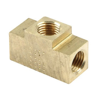 Fitting, Adapter Tee, 1/8 in NPT Female x 1/8 in NPT Female x 1/8 in NPT Female, Brass, Natural, Each - QCP-61-721