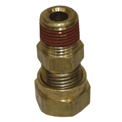 Master Cylinder Adapter Compression Fitting, Straight, 1/8 in NPT Male to 7/16-20in. Compression Fitting to 10 mm x 1.0 Female, Brass, Natural, Each. (40)(51) - WIN68042