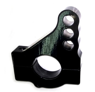 Fuel Cell Mount, Adjustable, 1-1/2 in Clamp on, Aluminum, 1/2 in holes, 1/2 in adjustment, Black Powder Coated - PPM1160