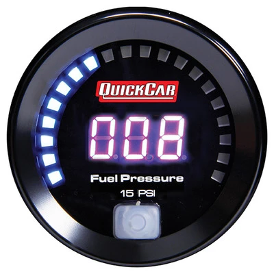 Fuel Pressure Gauge, 0-15 psi, Electric, Digital, 2-1/16 in Diameter, Black Face, Each. - QCP-67-000