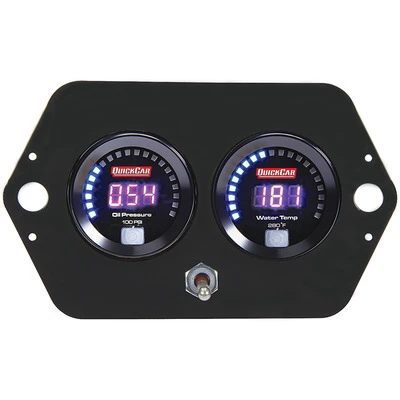 Gauge Panel Assembly, Competition, Oil Pressure / Water Temperature, Black Face, Kit. - QCP-67-2005