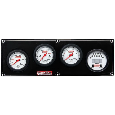 Gauge Panel Assembly, Extreme, Fuel Pressure / Oil Pressure / Digital Tachometer / Water Temperature, White Face, Warning Light, Kit - QCP-61-7042