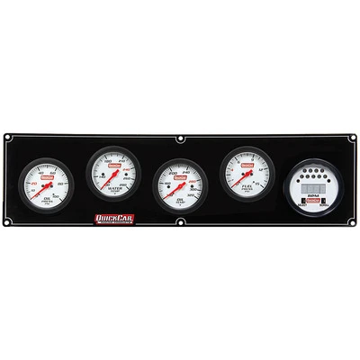 Gauge Panel Assembly, Extreme, Fuel Pressure / Oil Pressure / Oil Temperature / Digital Tachometer / Water Temperature, 2-5/8 in Diameter, White Face, Warning Light, Kit. - QCP-61-7051
