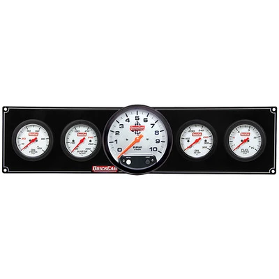 Gauge Panel Assembly, Extreme, Fuel Pressure / Oil Pressure / Oil Temperature / Tachometer / Water Temperature, Tachometer Recall, 5 in / 2-5/8 in Diameter, White Face, Kit. - QCP-61-7751