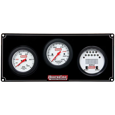 Gauge Panel Assembly, Extreme, Oil Pressure / Digital Tachometer / Water Temperature, 2-5/8 in Diameter, White Face, Warning Light, Kit. - QCP-61-7031