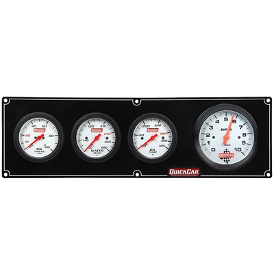 Gauge Panel Assembly, Extreme, Oil Pressure / Oil Temperature / Tachometer / Water Temperature Gauge, Tachometer Recall, 3-3/8 in / 2-5/8 in Diameter, White Face, Kit. - QCP-61-77413
