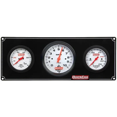 Gauge Panel Assembly, Extreme, Oil Pressure / Tachometer / Water Temperature, Tachometer Recall, 3-3/8 in / 2-5/8 in Diameter, White Face, Kit. - QCP-61-77313