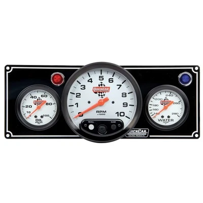 Gauge Panel Assembly, Oil Pressure / Tachometer / Water Temperature, 5 in / 2-5/8 in Diameter, Silver Face, Warning Light, Kit. - QCP-61-6731