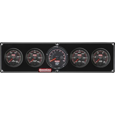 Gauge Panel Assembly, Redline, Fuel Pressure / Oil Pressure / Oil Temperature / Recall Tachometer / Water Temperature, 3 in / 2-5/8 in Diameter, Black Face, Kit. - QCP-69-4051