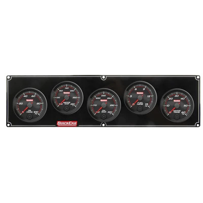Gauge Panel Assembly, Redline, Fuel Pressure / Oil Pressure / Oil Temperature / Water Pressure / Water Temperature, 2-5/8 in Diameter, Black Face, Kit. - QCP-69-5036
